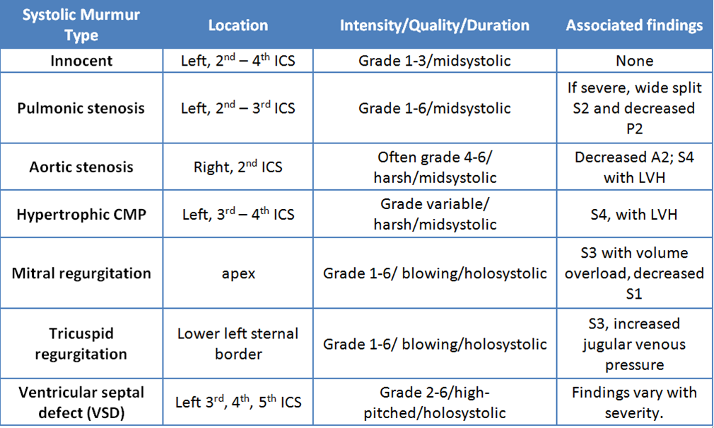 Systolic Murmurs